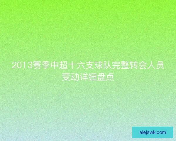 2013赛季中超十六支球队完整转会人员变动详细盘点