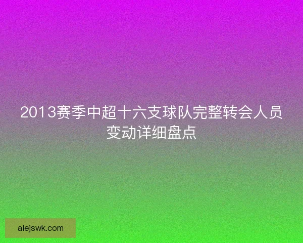 2013赛季中超十六支球队完整转会人员变动详细盘点
