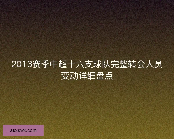 2013赛季中超十六支球队完整转会人员变动详细盘点
